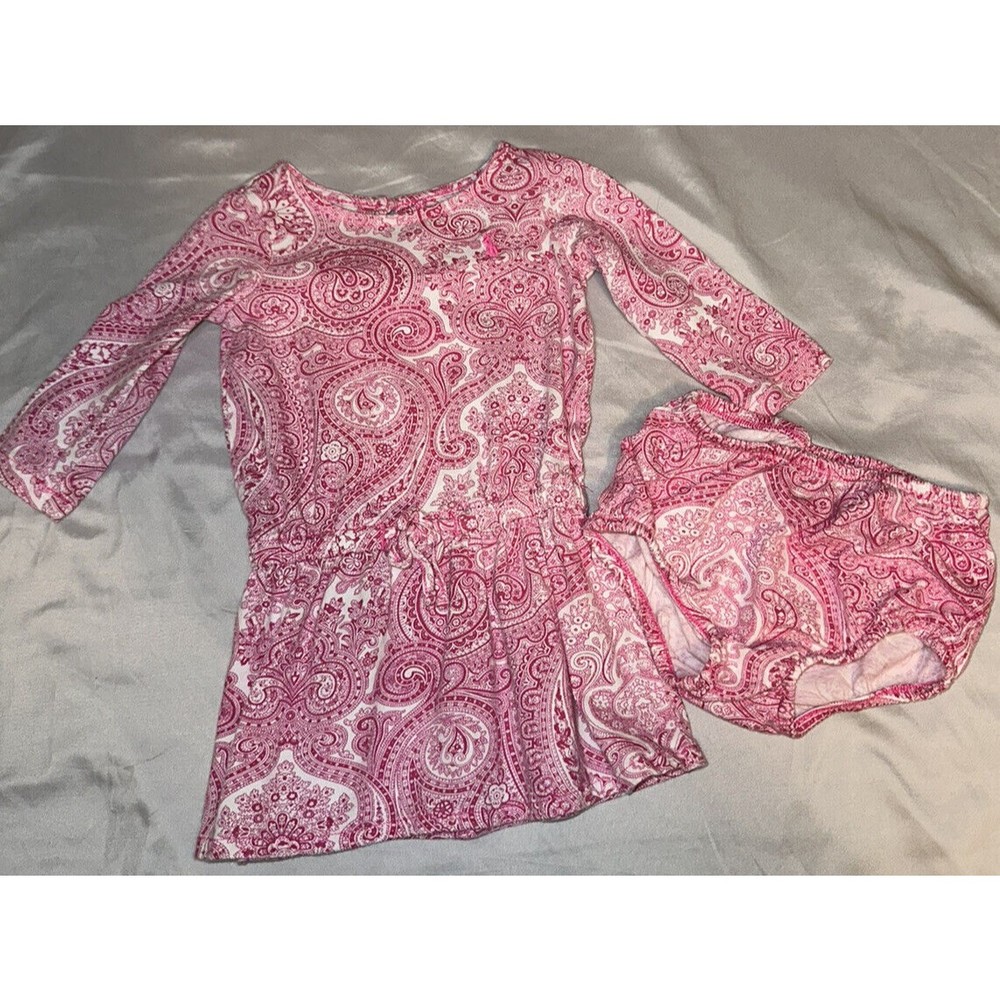 Ralph Lauren Pink Floral Baby Girl Dress 2 PC Set - Size 6 Months  Dress/Shorts